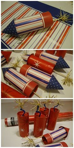 some red, white and blue wrapped gifts