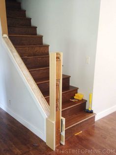 the stairs are being built to match the wall and floor in this home's entryway