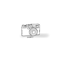 a drawing of a camera on a white background