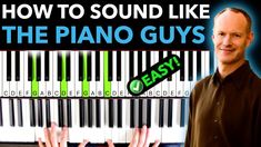 a man standing next to a piano with the words how to sound like the piano guys