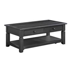 a black coffee table with two drawers on each side and one drawer under the top