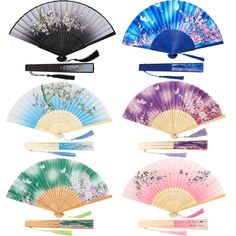 six different types of hand fans