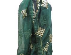 Pattern - an embroidered scarf. Ideal for - women/ girls. Occasion - formal or casual. Ideal for functions or parties. Fabric - organza silk, has a fine texture with a nice fall. Color - green, on green background floral embroidery, is with golden gota thread. Size - 36 x 88 inches approx. Can be wrapped in different styles. Care - gentle hand wash. For more such scarves please visit- For more such scarves For all orders, $120 and above, it will be express delivery through DHL confirmed delivery Scarf Gift Ideas, Green On Green, Beige Scarf, Woolen Scarves, Embroidered Scarf, Boho Scarfs, Background Floral, Green Scarf, Scarf Fashion