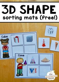 You'll love this set of free 3D shape sorting mats - with real images! The Measured Mom, Measured Mom, Learn Shapes, Shapes Kindergarten, Sorting Mats, 2d And 3d Shapes, Prek Math, Learning Shapes