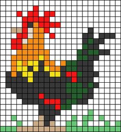 a cross - stitch pattern with an image of a flower in red, yellow and green