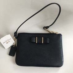 Brand New With Tags Never Used - Authentic Coach Darcy Bow Wristlet Zip Wallet Purse In Midnight Dark Blue With Gold Hardware And Detailing. Dimensions: 6.25”X4.25” Strap Length: 6” Chic Handheld Bag With Wrist Strap, Formal Rectangular Bag With Wrist Strap, Chic Pouch Bag With Wrist Strap, Chic Evening Bag With Wrist Strap, Elegant Coach Pouch For Everyday, Elegant Rectangular Coin Purse With Wrist Strap, Elegant Handheld Wallet With Phone Bag, Elegant Everyday Coach Pouch, Elegant Handheld Wallet With Mobile Phone Bag