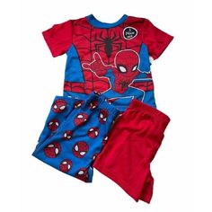 This Spiderman Toddler Boys Is Flame Resistant And Consists Of (3) Pieces: Short Sleeve Top Short Bottoms - Solid Red Long Bottoms - Spiderman Decals Playful Red Sleep Sets, Playful Red Sleepwear Sets, Red Playful Sleepwear Sets, Red Character Print Sleepwear For Sleepover, Red Character Print Loungewear Sets, Red Cartoon Print Cotton Sleepwear, Red Cotton Sleepwear With Cartoon Print, Red Cotton Sets With Character Print, Red Cartoon Print Sets For Playtime