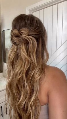 Hair By Breanna, Wedding Guest Hair Half Up Half Down, Bridesmaids Hair Half Up, Bridesmaids Hair Down, Wedding Guest Hairstyles Medium Half Up, Beach Waves Wedding Hair, Hair Tutorial Wedding, Bridesmaid Hair Styles, Moh Hair