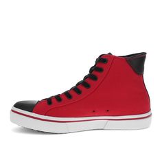 Step up your game with these retro-inspired high-top sneakers. The classic canvas uppers are paired with a durable rubber toe to keep your feet relaxed and to give a stylish nod to our athletic roots. The old-school stitching and bold color blocks give nostalgic vibes and elevated style to any casual look; pair those details with the iconic Starter logo, and you’ll be at peak performance any day of the week. But looking great is only part of the game; these men’s shoes go the extra mile in comfo Red Lace-up Sneakers With Rubber Heel Cap, Urban High-top Sneakers With Rubber Toe Cap, Urban High-top Sneakers With Rubber Toe Cap For Sports, Casual Red Sneakers With Rubber Heel Cap, Urban High-top Canvas Sneakers With Rubber Sole, Red High-top Sneakers With Rubber Heel Cap, Urban Canvas High-top Sneakers With Rubber Sole, High-top Canvas Shoes With Contrast Sole For Sports, Red Casual High-top Sneakers With Contrast Sole