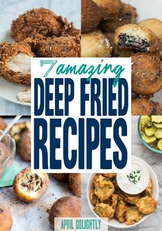 the cover of amazing deep fried recipes by appel golightly, with text overlay