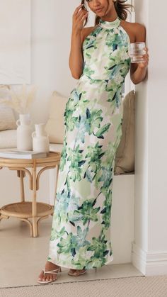 TH01469-Green (11) Green Floral Print Maxi Dress For Party, Sleeveless Green Floral Maxi Dress, Green Maxi Dress With Floral Print For Garden Party, Elegant Green Embroidered Maxi Dress, Green Floral Print Midi Dress, Green Midi Dress For Brunch, Elegant Green Floral Dress For Party, Green Maxi Dress For Garden Party, Summer Floral Maxi Dress For Garden Party