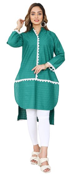 IshDeena Indian Chikankari Kurtis for Women Indian Pakistani Style Cotton Long Kurta Kameez Tunics Tops for Jeans & LeggingsV31SE0423S1ID2 Green Chikankari Embroidered Tunic For Spring, Green Tunic Kurta With Dupatta, Green Chikankari Embroidered Straight Kurta Top, Green Spring Tunic Kurta, Tops For Jeans, Blue Fitted Tunic Kurta, Kurtis For Women, Chikankari Embroidery, Long Kurta