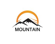 the mountain logo is shown in orange and black