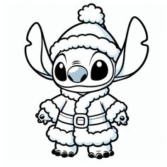 a cartoon character wearing a santa hat and scarf