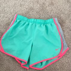 Nwot Girls Nike Shorts! Super Cute & Comfy Cute Green Stretch Bottoms, Nike Green Athletic Shorts For Spring, Pink Nike Athletic Shorts For Spring, Cute Green Short Bottoms, Nike Pink Athletic Shorts For Spring, Pink Nike Shorts For Summer, Sporty Green Nike Shorts, Pink Nike Fitted Shorts, Spring Nike Pink Athletic Shorts