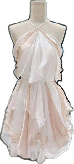 White Sleeveless Ruffled Chiffon Dress, White Sleeveless Chiffon Dress With Ruffles, Ruffled Chiffon Dress For Prom Season, White Chiffon Dress With Ruffles, Dress 18th Birthday, 18th Birthday Outfit, Preppy Dresses, Birthday Outfits, Note Box