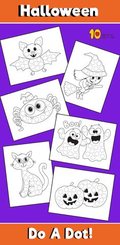 printable halloween coloring pages for kids to color and practice their handwriting, numbers, and letters