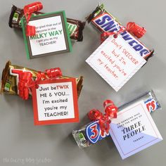 candy bar wrappers with funny sayings on them for teacher's day party