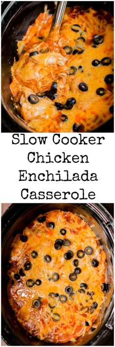 slow cooker chicken enchilada casserole is an easy dinner recipe