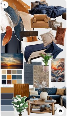 the color scheme is blue, brown, and white with an assortment of different colors