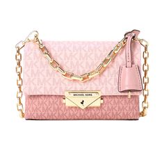 Michael Kors Cece Extra-Small Logo Crossbody Bag Ballet Pink Multi Designed In A Fold-Over Silhouette Accented With Polished Gold Tone Hardware & Lock-And-Key Detail, Michael Kors Cece Extra-Small Logo Crossbody Bag Delivers Refined Sophistication For Every Day. Carry It By The Chain-Link Handle Or The Detachable Strap Depending On The Occasion 100% Leather Trim Back Card Slot, Detachable Crossbody Strap Slip Pocket, Card Slot Push-Lock Fastening W 7.25in X H4.5in X D 3.5in Handle Drop: 3.5in Light Pink Michael Kors Bag, Pink Rectangular Bag With Metal Logo, Pink Crossbody Shoulder Bag With Metal Logo, Pink Crossbody Bag With Metal Logo, Michael Kors Shoulder Bag With Metal Logo, Michael Kors Pink Bag, Blue Michael Kors Purse, Pink Michael Kors Bag, Every Day Carry