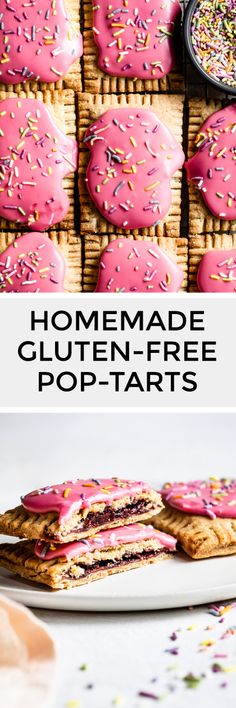 homemade gluten - free pop tarts with pink frosting and sprinkles