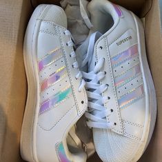 Rare Brand New With Tags Adidas Superstar Sneakers Iridescent Super Star Adidas, Adidas Og, Adidas Originals Shoes, High Top Adidas, Adidas Shoes Originals, Bold Shoes, Adidas Originals Women, Super Star, Shoes Adidas