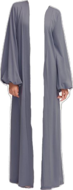 Essential Jersey Open Abaya - Denim Clothing Veiled Formal Modest Abaya For Fall, Modest Formal Abaya For Fall, Formal Maxi-length Abaya For Fall, Elegant Solid Abaya For Fall, Elegant Solid Color Abaya For Fall, Modest Long Sleeve Gray Abaya, Elegant Floor-length Fall Abaya, Modest Long Abaya For Fall, Chic Long Sleeve Fall Abaya