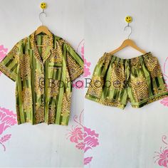 "BohoRobes Tibetan Tiger Print Cotton Short PJ Set, Bridesmaid Pajamas, Lounge Set, Pajama Set Women, Nightwear Dress Materiel :- 100% Cotton Available Size:- S, M, L, XL *Washing Care: - Normal Hand Wash with Cold Water. *Colour of item can very by 5-10% depend upon display setting of picture  S (EU: 36 - 38, US: 8 - 10) Pajama Top: chest girth = 40\" waist girth = 40\" sleeve length = 10\" arm hole = 17\" shirt length = 23\" Pajama Pants: waist girth ( Elastic ) = 28-34\" inseam = 3\" thigh = 25\" pant length = 13.5\" M (EU: 38 - 40, US: 10 - 12) Pajama Top: chest girth = 42\" waist girth = 42\" sleeve length = 10.5\" arm hole = 18\" shirt length = 24\" Pajama Pants: waist girth (elastic) = 29-36\" inseam = 3.5\" thigh = 26\" pant length = 14.5\" L (EU: 40 - 42, US: 12 - 14) Pajama Top: Pyjamas Shorts, Summer Pyjamas, Bridesmaid Pajamas, Nightwear Dress, Womens Pjs, Bridesmaid Pyjamas, Pj Shorts, Summer Pajamas, Short Pj Set