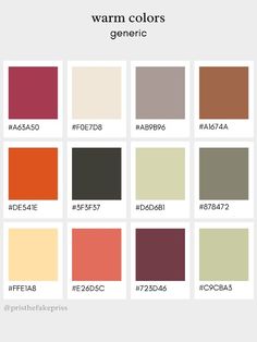 the color chart for warm colors