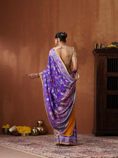 An exclusive Georgette saree from Khinkhwab's birds of paradise collection. Add a dash of your favorite color to your ethnic look with this beautiful Banarasi Handloom Saree, made of Georgette silk, with the illustrious bird's motifs weave. Jaal weave is inherent to Banarasi weaving and this saree is the epitome of the craftsmanship of the renowned weavers of Banaras. Paithani Silk Pre-draped Saree With Motifs, Traditional Pre-draped Meenakari Saree In Paithani Silk, Pre-draped Saree In Paithani Silk With Meenakari, Pre-draped Paithani Silk Saree With Motifs, Pre-draped Meenakari Paithani Silk Saree, Navratri Silk Blouse With Meenakari Details, Silk Saree Blouse Piece With Meenakari, Pre-draped Katan Silk Saree With Motifs, Silk Blouse Piece With Meenakari For Navratri