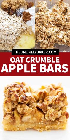 oat crumble apple bars with text overlay