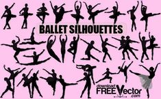 the silhouettes of ballet dancers in different poses and positions, with text that reads ballet silhouette