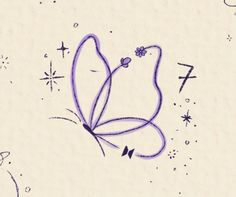 a drawing of a butterfly flying through the air with stars in the sky behind it