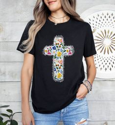 Floral Cross,Religious Gift Shirt,Ladies Cross Tee,Flower Shirt,Gift for Womens,Church Shirt,Christian Shirt,Faith Based Tshirt,Women Outfit ----- How To Order ----- 1-) Please, check and review all the photos. 2-) Choose your t-shirt size and color. *Different styles of shirts may have different shades of same color choice due to different manufacturer brands. *For this reason, we recommend you to match shirts from the same styles if you want precisely matching colors (ex. Unisex, V-necks, Todd Cross Applique, Cross Shirt, Church Shirt, Cross Shirts, Tshirt Women, Floral Cross, Christian Shirt, Matching Colors, Kids Graphic Tees