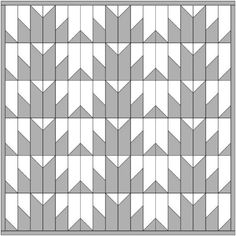 the quilt pattern is shown in grey and white, with several rows of triangles on each side