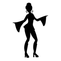 the silhouette of a woman in high heeled shoes is holding a scarf over her shoulder