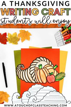 a thanksgiving writing craft for students will enjoy it's time to write and draw