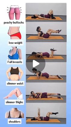 a woman is doing exercises on her stomach