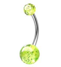 Add some sparkle to your belly button ring collection! These belly rings are made from stainless steel and have a lime green, glittering UV acrylic ball at each end, measuring at 5mm and 8mm. The length is 3/8" and 14g. Also available several other colors! Externally threaded. Sold individually. For healed piercings. Glitter Ball, Glitter Acrylic, Button Rings, Belly Button Ring, Button Ring, Ring Collection, Belly Ring, Belly Rings, Ring Collections