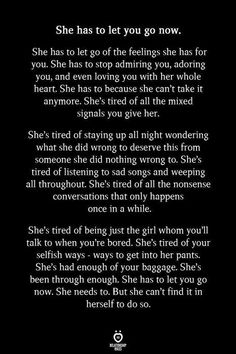 the poem she has to let you go now