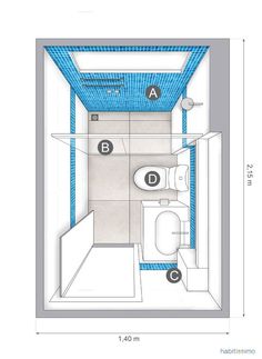 the floor plan for a small bathroom