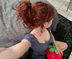 Copper hair, orange hair, bun, cute Dyed Natural Red Hair, Orange Wavy Hair, Rusty Copper Hair, Redhead Ponytail Aesthetic, Long Dyed Red Hair, Red Hair Inspo Curly, Hair In Messy Bun, Dark Red Ginger Hair, Copper Straight Hair