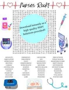 a poster with the words nurses rock on it and various medical related items around it