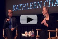 two people sitting in chairs talking to each other at a panel discussion with the caption that reads,