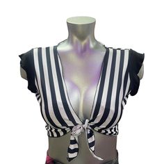 Black And White Striped Referee Stretchy Lycra Crop Top With Front Tie Brand New And Packaged One Size (Can Be Worn As A Women’s Xs, Small, Medium And Even A Large Depending On Your Measurements.) Sleeveless With Slight Ruched Ruffled Shoulder 2nd Photo Is A Modeled Photo, But This Listing Does Not Come With The Hat Or Whistle. Only Includes The Top. Great For Sporting Events, Roller Derby, Athlete Cosplay, Bar Employees, Nightlife, Dollskill Shirt Style, Festival Set, Rave Outfit, Sporty Hallow Black Crop Top For The Beach, White Beachwear Tops For Party, Striped V-neck Top For Party, Trendy Black Tops For Beach Season, Trendy Black Top For Beach Season, Summer Party Black Top, Summer Black Party Tops, Black Beachwear Crop Top For Spring, Black Crop Top For Beach Vacation