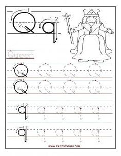 the letter q worksheet with an image of a wizard and letters on it