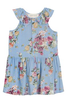 Blossoming flowers add a dose of sweetness to a dress for your kiddo cut from airy fabric for easy wear. 100% viscose Machine wash, line dry Imported Mom Beauty, Spring Handbags, Sporty Sunglasses, Best Gifts For Mom, Honey Colour, Ruffled Collar, Rayon Dress, Children's Boutique, Girls Wardrobe