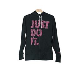 Womens Nike Therma Fit Zip Front Hoodie JUST DO IT Graphic Black Pink Size Small. Brand: Nike. Department: Women/Girls. Color: Black and Pink. Size: Small. Type: Hoodie. Style: Full Zip Front. Features: Hooded; Front Kangaroo Pockets. Product Line: Nike Therma Fit. Accents: Large Logo. Pattern: Solid with Graphic Logo. Sleeve Length: Long Sleeve. Graphic Print: Yes. Condition: Pre-owned good condition. Measurements laying flat, in photos and are approximate. Minor pilling in areas does exist. Sm Nike Therma Fit, Hoodie Style, Womens Nike, Logo Pattern, Just Do It, Women Girl, Favorite Outfit, Hoodies Womens, Nike Women