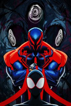 an image of a spider man with red and blue colors